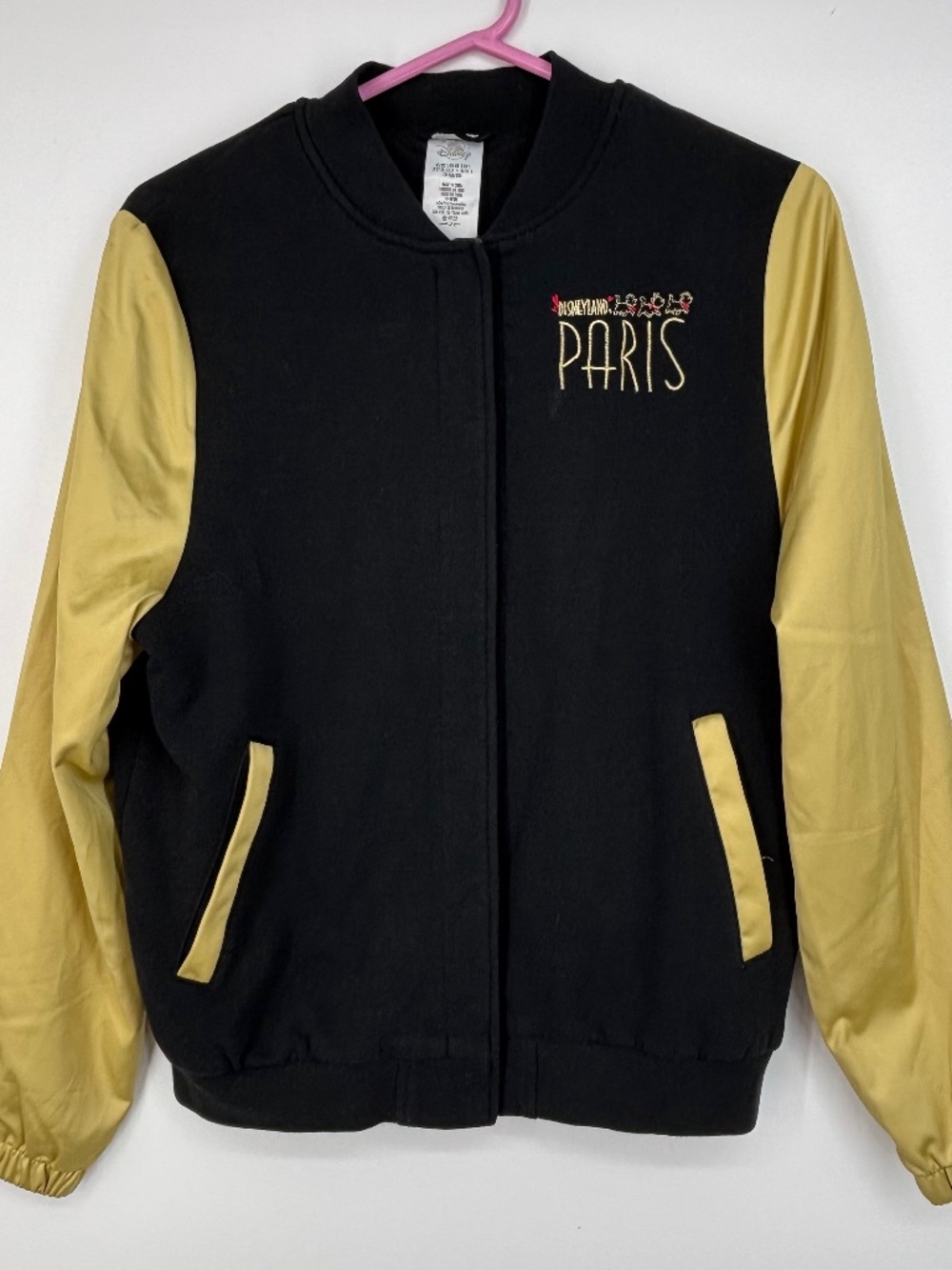 Disneyland Paris Adult Small Bomber Jacket Black Gold Embroidered Eiffel Tower